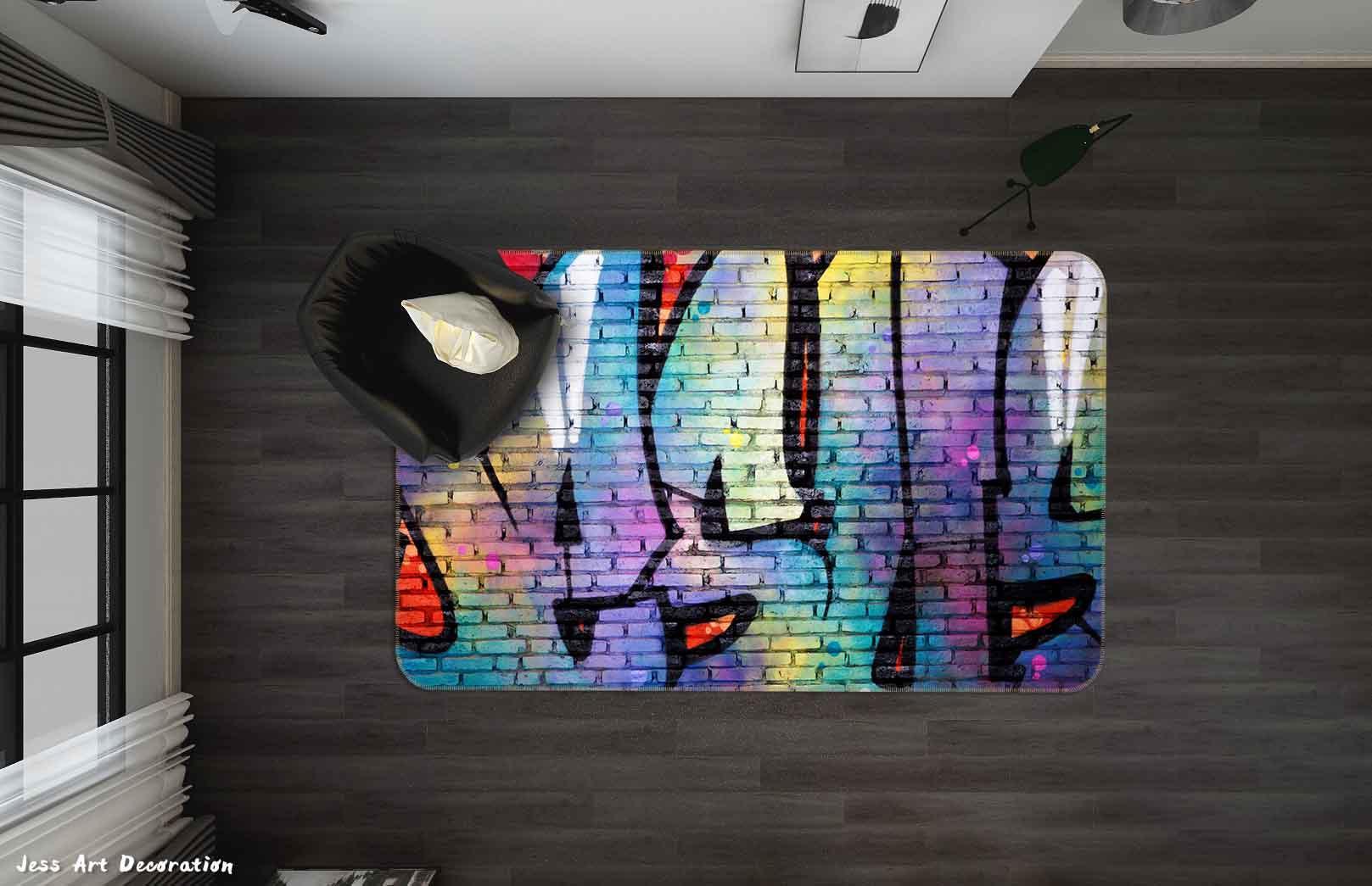3D Street Art Color Graffiti Non-Slip Rug Mat A575 LQH- Jess Art Decoration