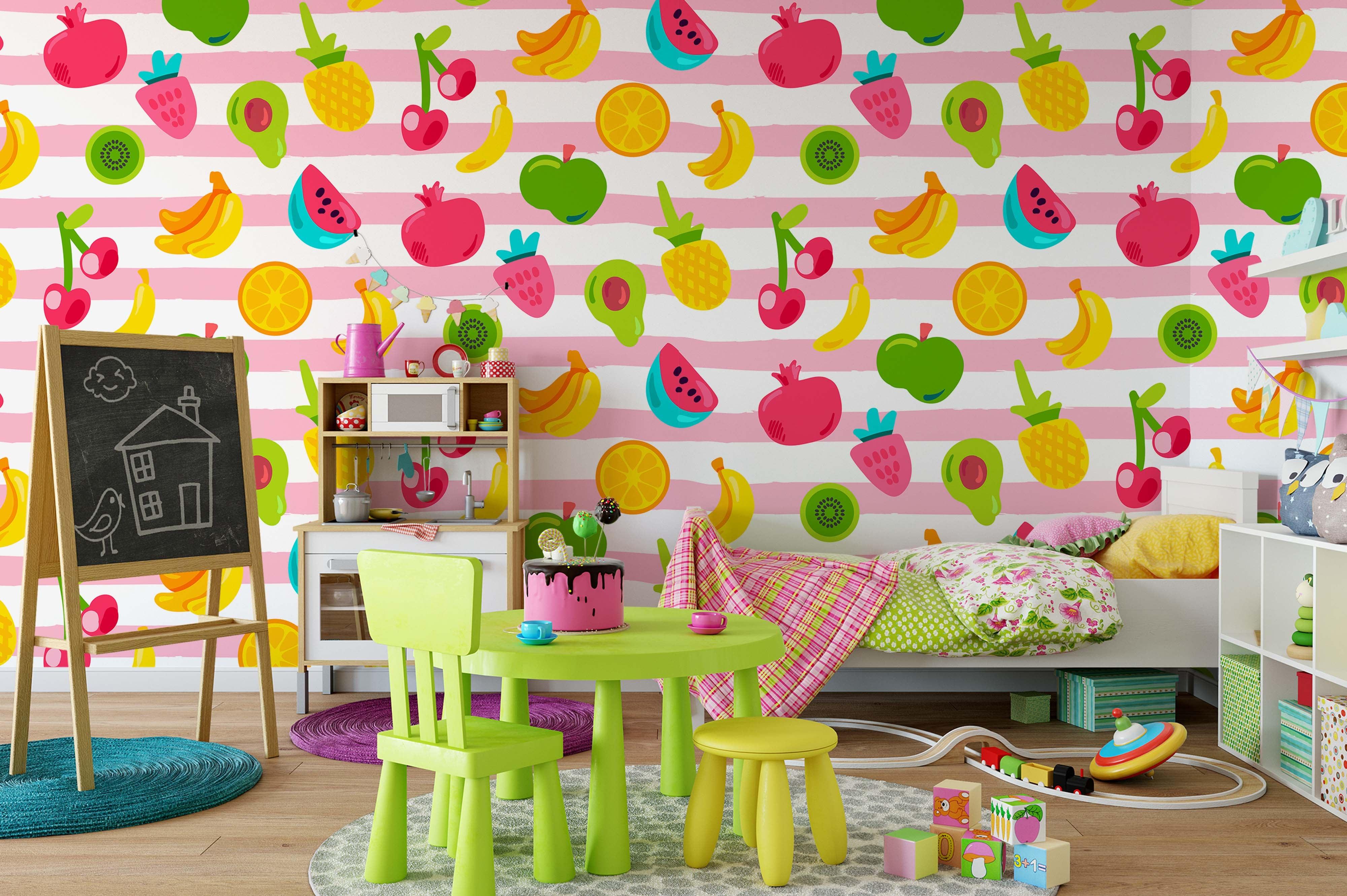 3D Fruits Stripes Wall Mural Wallpaper 50- Jess Art Decoration