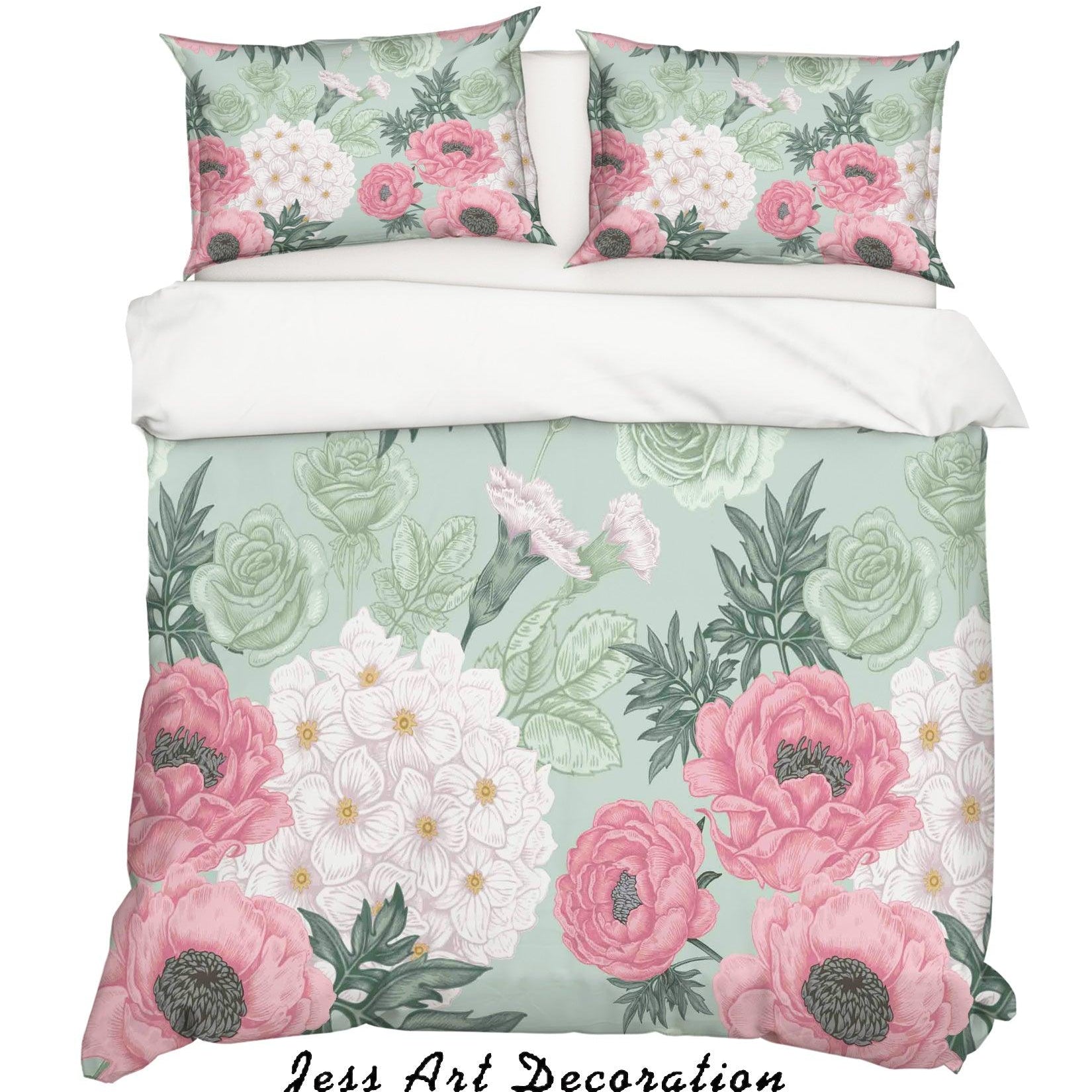 3D Pink Peony Floral Quilt Cover Set Bedding Set Pillowcases 09- Jess Art Decoration