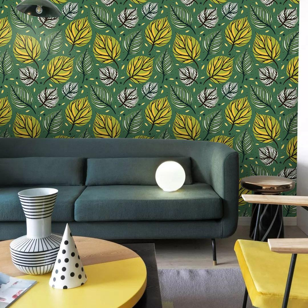 3D Leaves Green Wall Mural Wallpaper 55- Jess Art Decoration