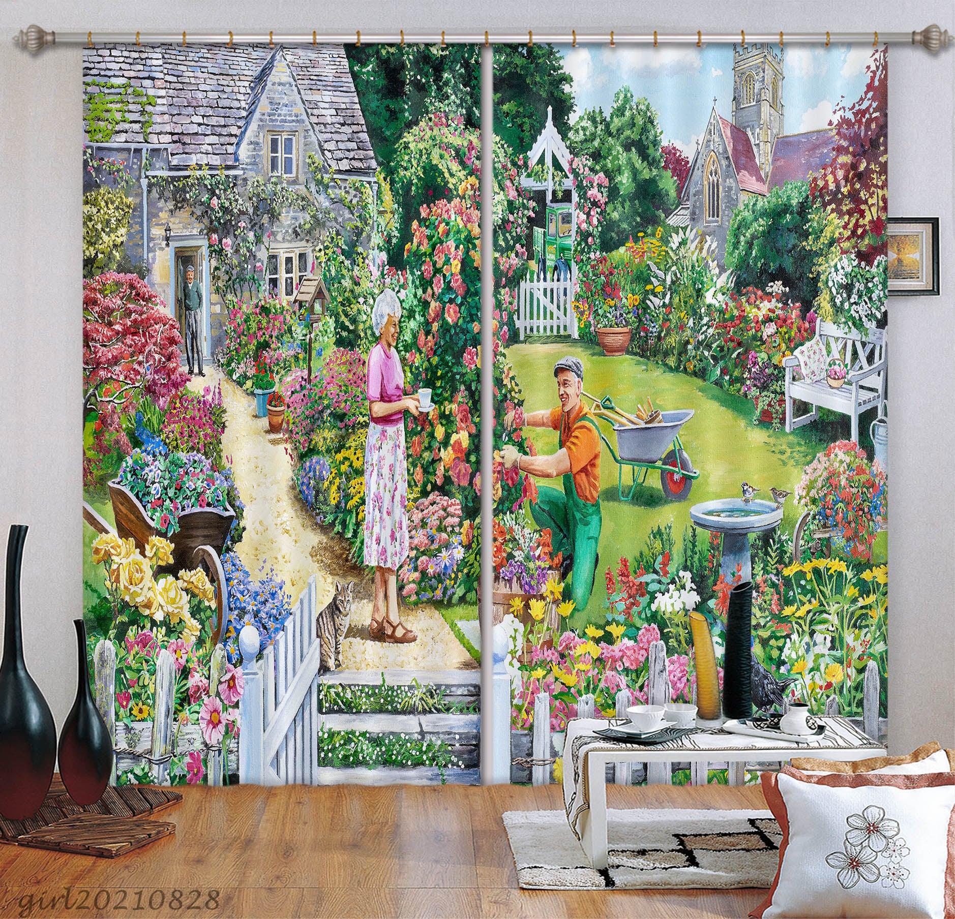 3D Landscape Oil Painting Curtains and Drapes LQH 80- Jess Art Decoration