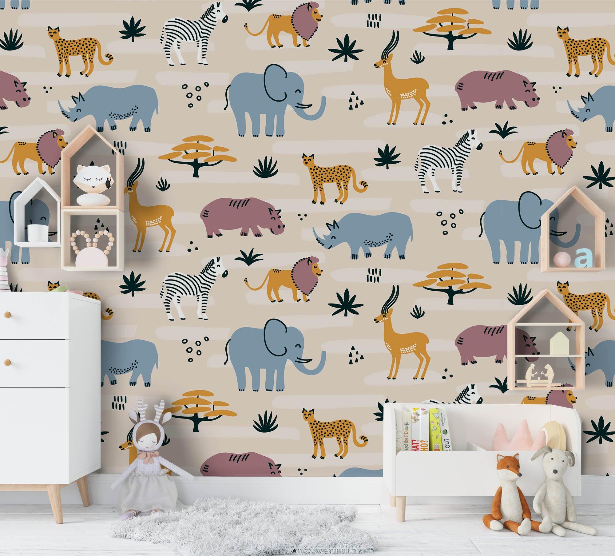 3D Cartoon Animal Wall Mural Wallpaper 121- Jess Art Decoration
