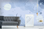3D Watercolor Blue Space Planet Wall Mural Wallpaper LQH 42- Jess Art Decoration