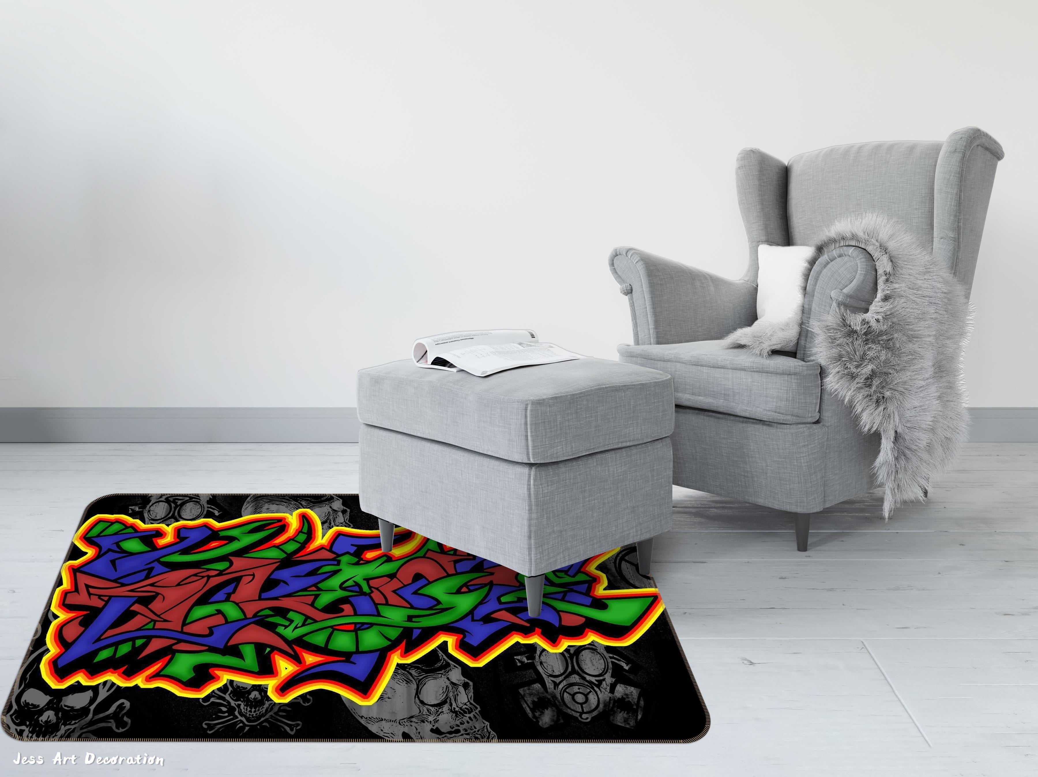 3D Abstract Color Art Graffiti Non-Slip Rug Mat A036 LQH- Jess Art Decoration
