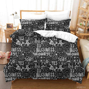 3D Abstract Black Alphabet Graffiti Quilt Cover Set Bedding Set Duvet Cover Pillowcases 89- Jess Art Decoration