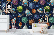 3D Planets Spaceships Rocket Wall Mural Wallpaper WJ 6777- Jess Art Decoration