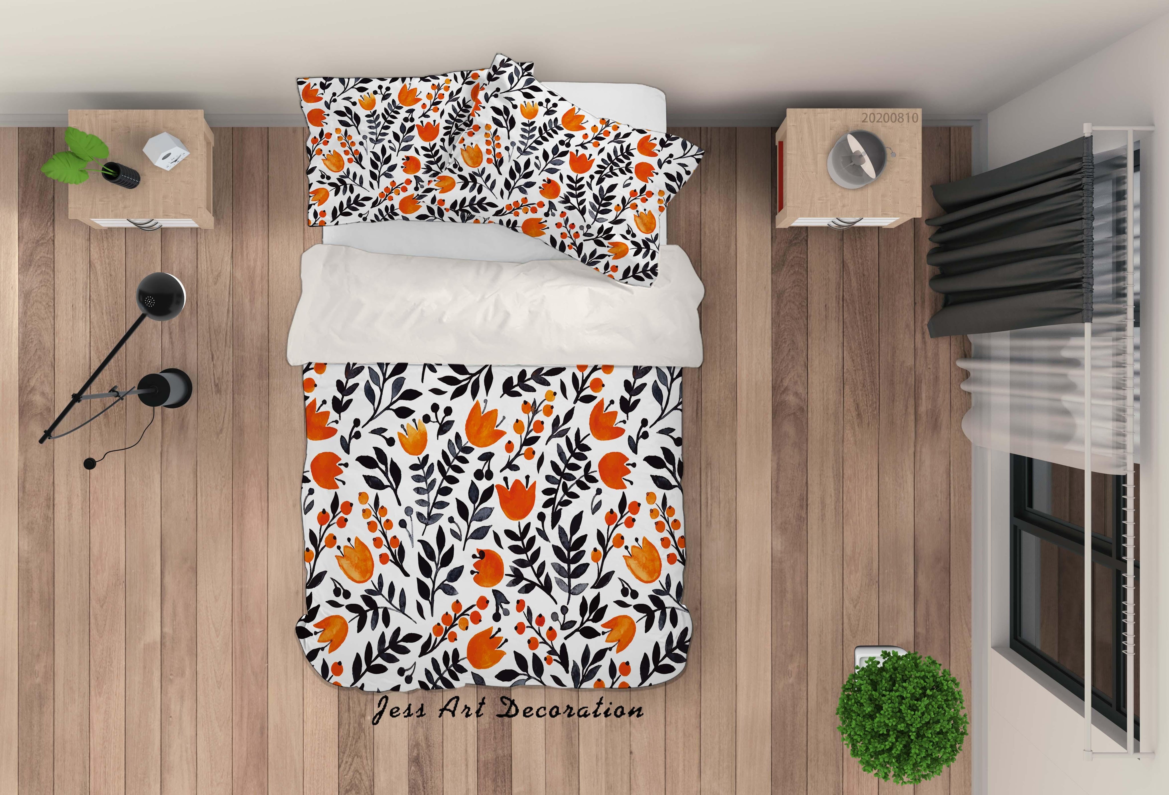3D Colorful Floral Plant Leaves Quilt Cover Set Bedding Set Duvet Cover Pillowcases LXL- Jess Art Decoration