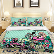 3D Graffiti Colorful Monster Figure Quilt Cover Set Bedding Set Duvet Cover Pillowcases LXL- Jess Art Decoration