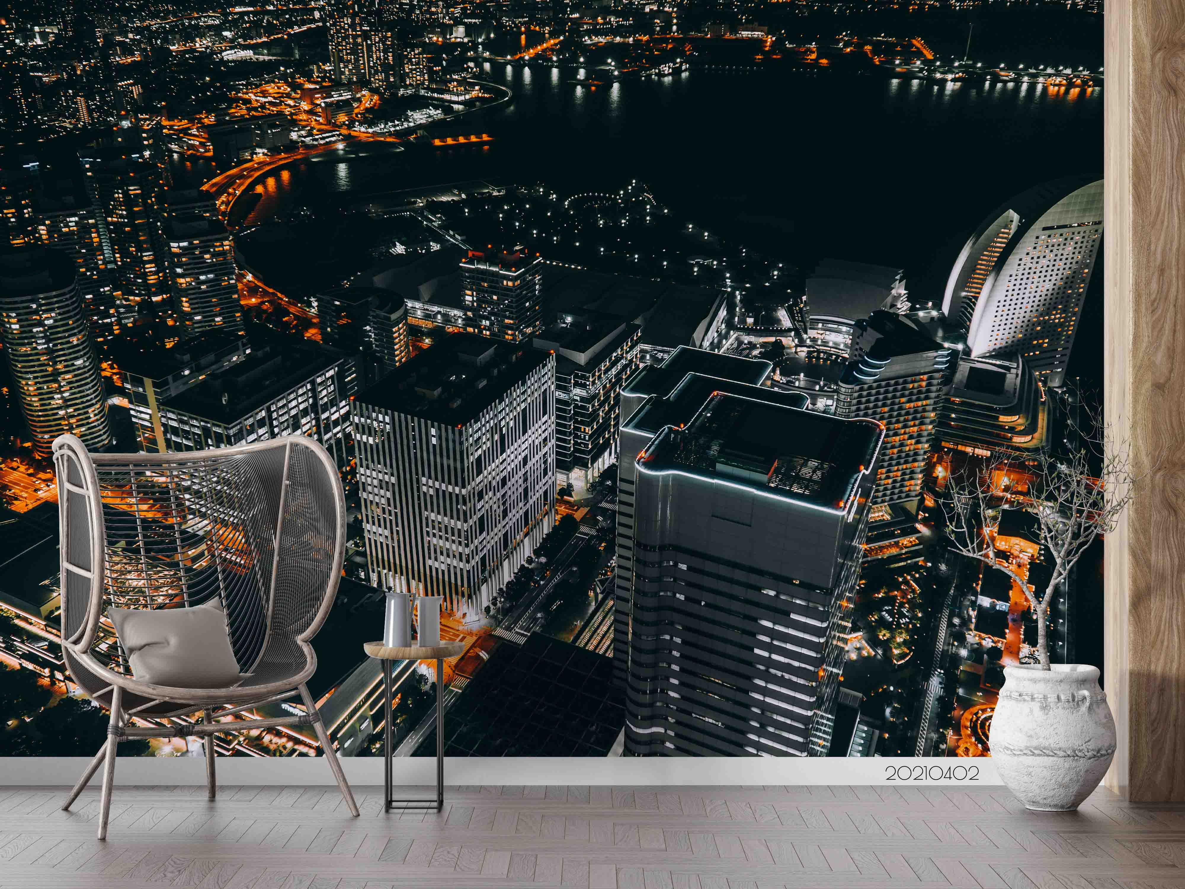 3D Architecture City Night View Wall Mural Wallpaper LQH 66- Jess Art Decoration