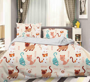 3D Yellow Cat Kitty Quilt Cover Set Bedding Set Pillowcases 25- Jess Art Decoration