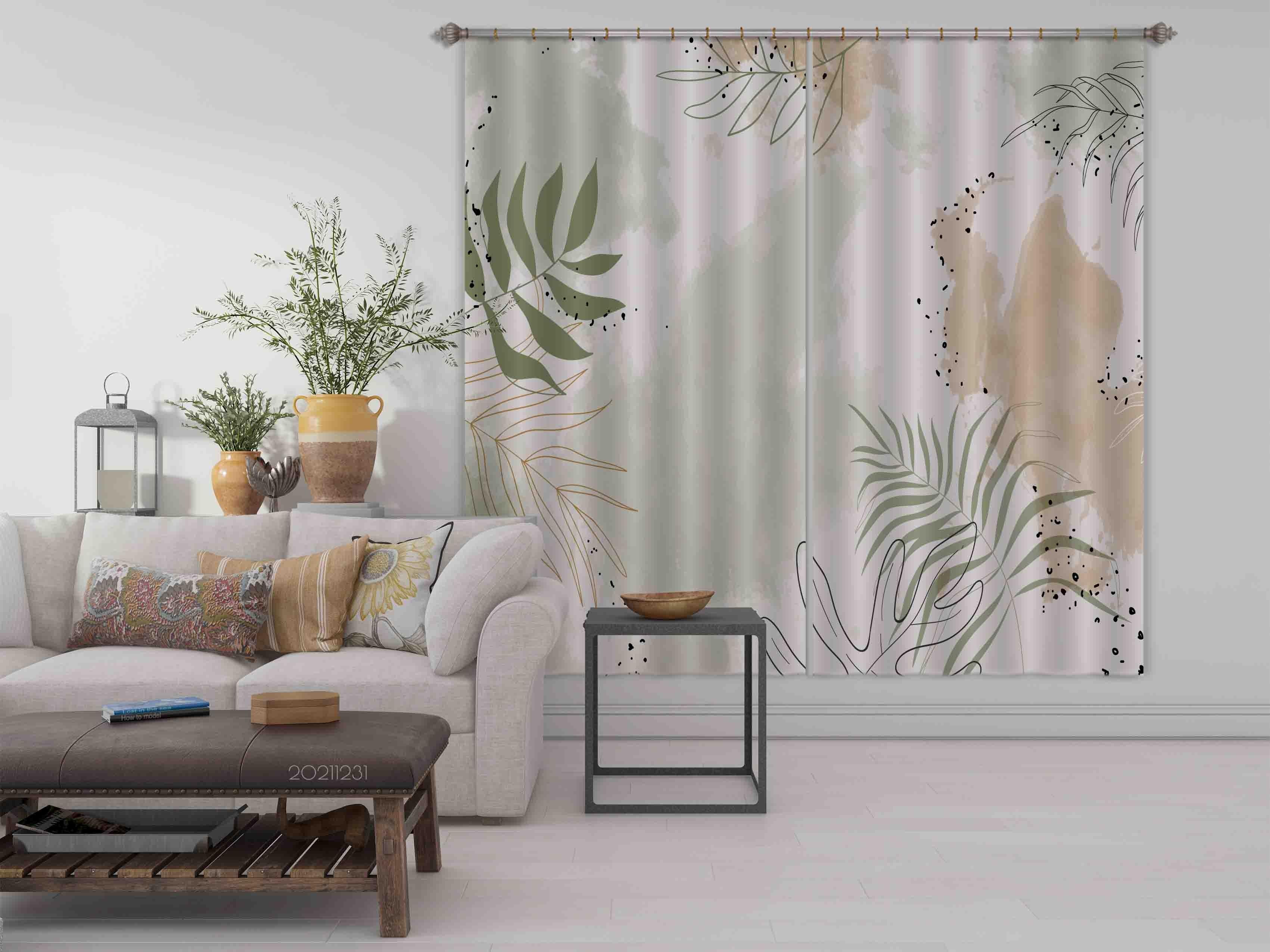 3D Vintage Flower Leaf Curtains and Drapes GD 113- Jess Art Decoration