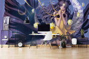 3D Moon Anime Girl moon anime girl fantasy mural wall mural wallpaper for bedroom