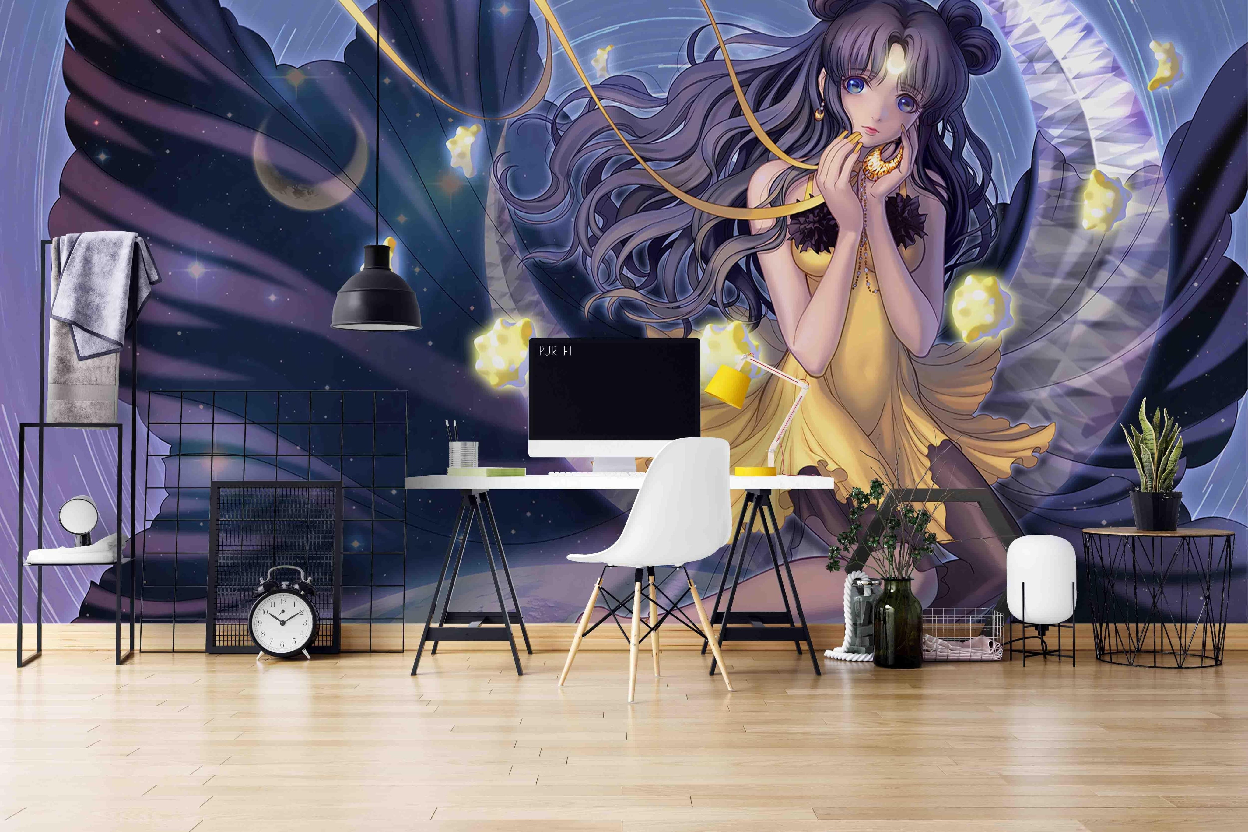 3D Moon Anime Girl moon anime girl fantasy mural wall mural wallpaper for bedroom