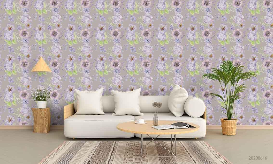 3D Hand Sketching Pink Floral Pattern Wall Mural Wallpaper LXL 128- Jess Art Decoration