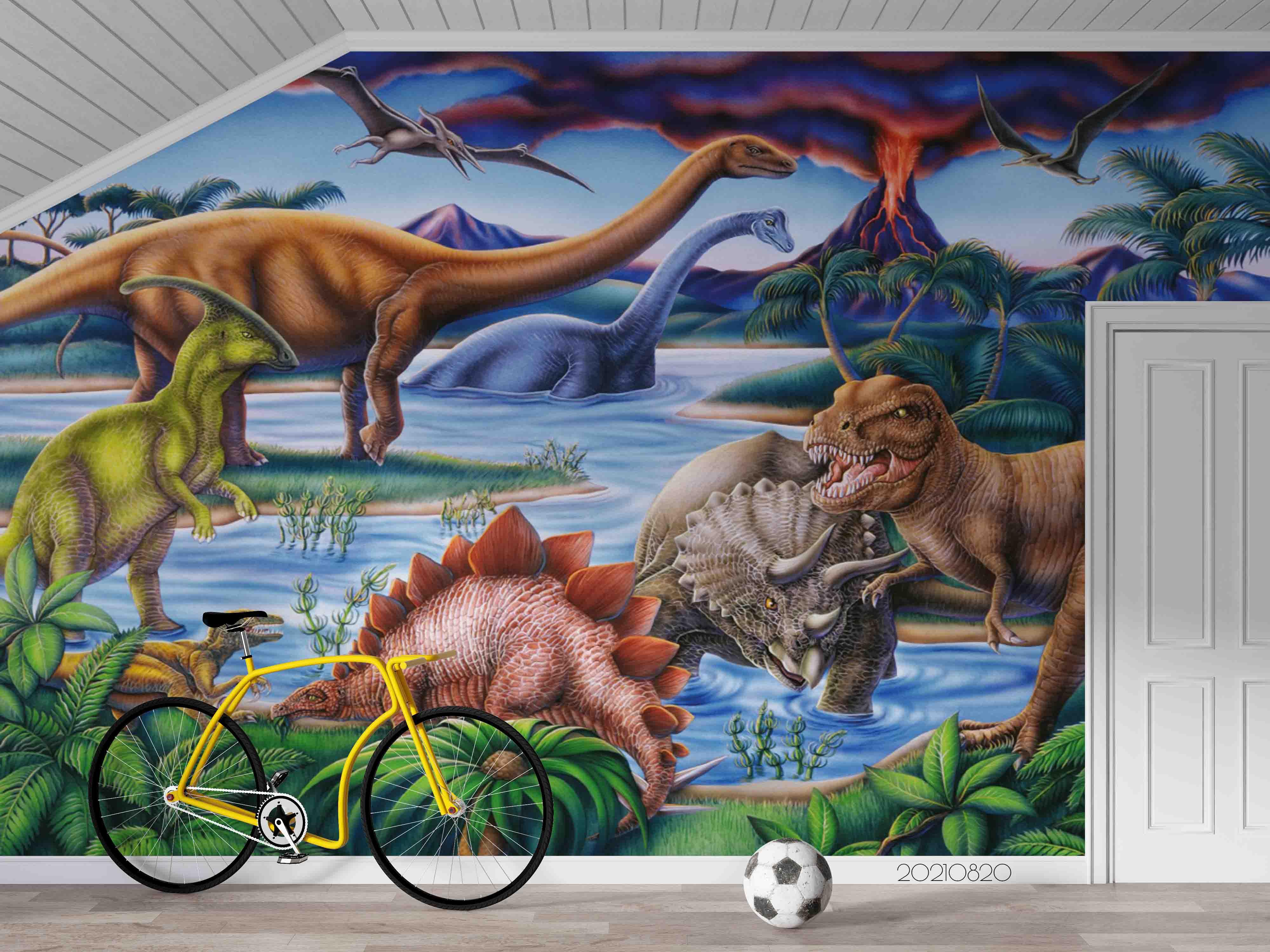 3D Dinosaur Jurassic Park Wall Mural Wallpaper LQH 408- Jess Art Decoration
