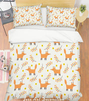 3D Orange Fox Quilt Cover Set Bedding Set Pillowcases 142- Jess Art Decoration