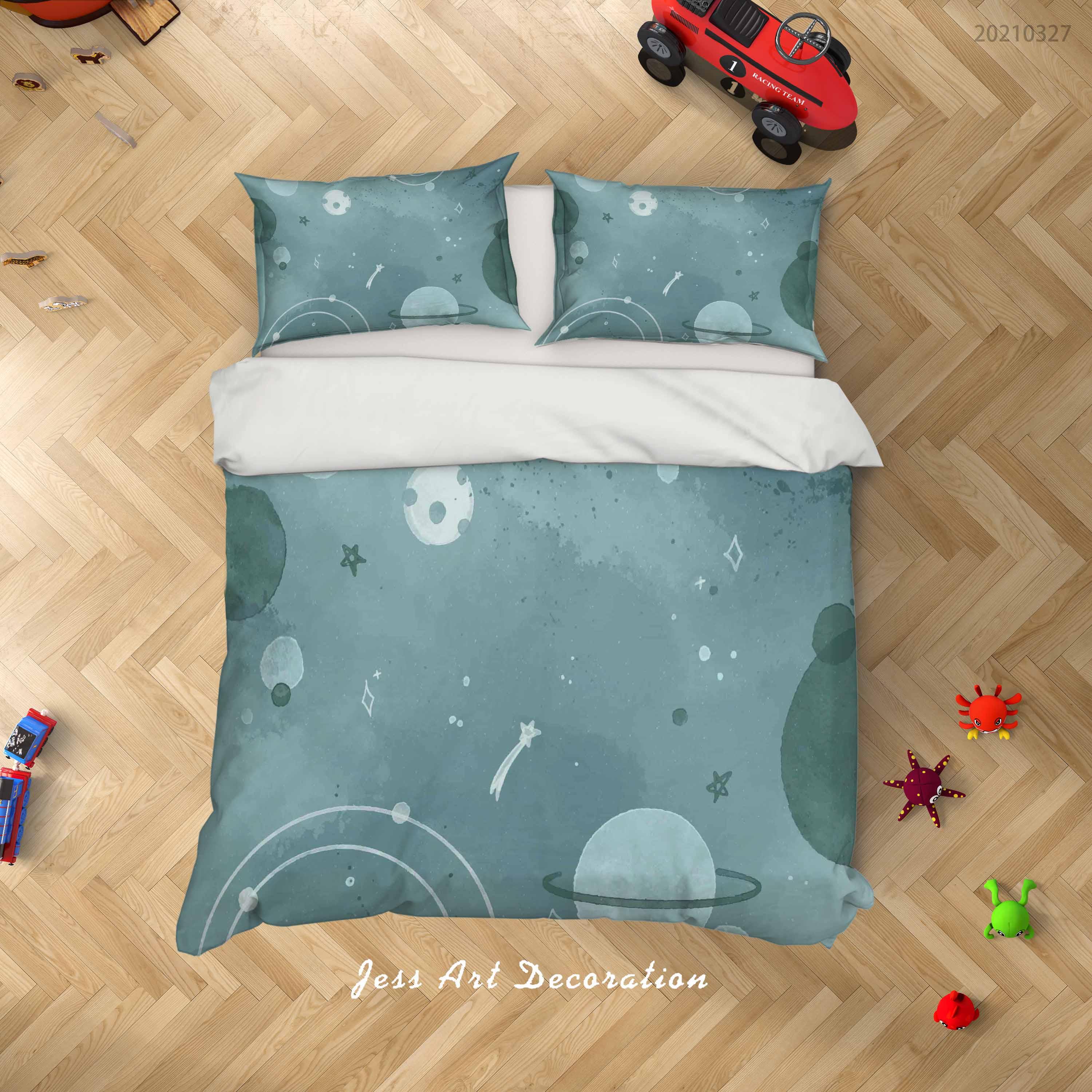 3D Watercolor Space Planet Quilt Cover Set Bedding Set Duvet Cover Pillowcases 38- Jess Art Decoration