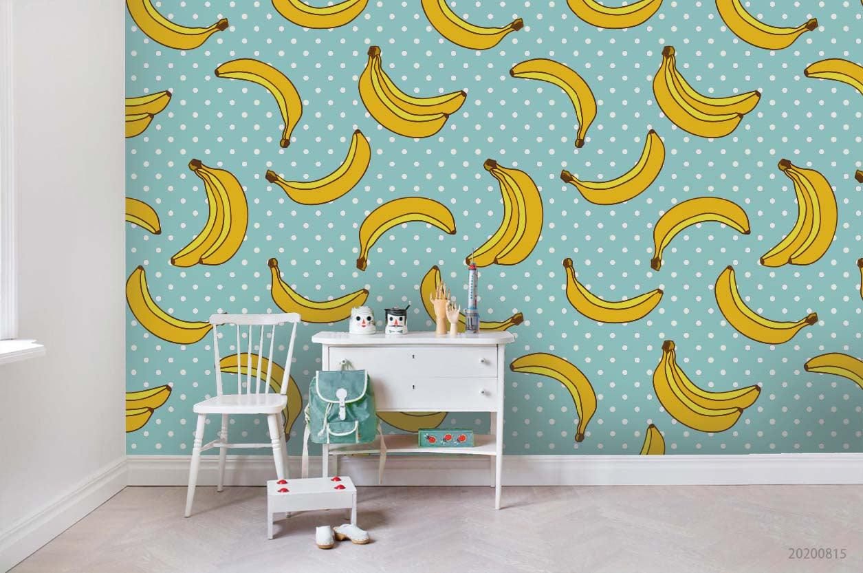 3D Hand Sketching Banana Fruity Blue Wall Mural Wallpaper LXL 1043- Jess Art Decoration