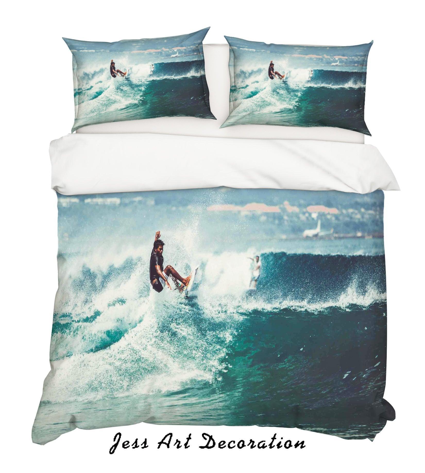 3D Surf Sport Quilt Cover Set Bedding Set Pillowcases SF57- Jess Art Decoration
