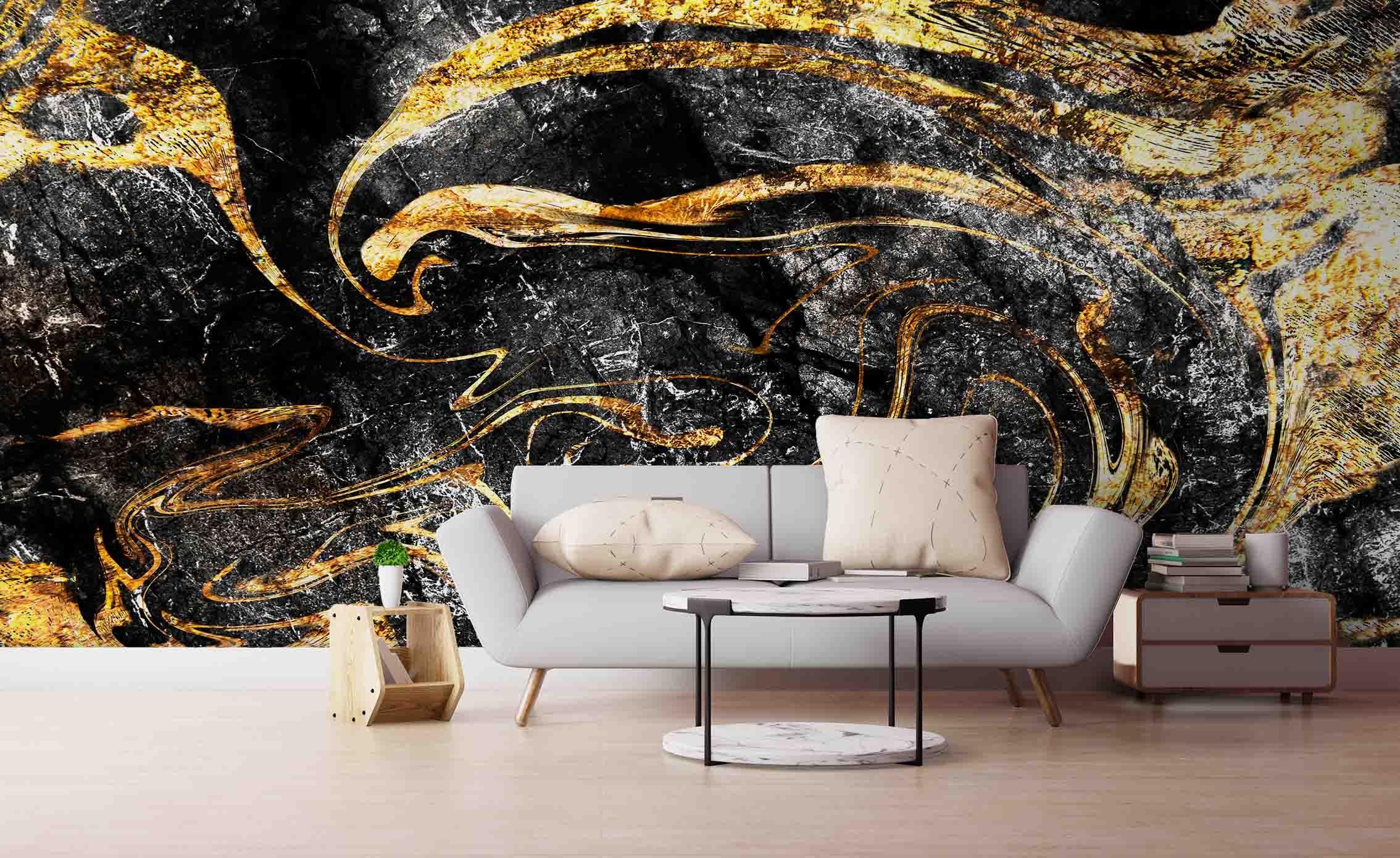 3D Black Gilt Marble Wall Mural Wallpaper 93 LQH- Jess Art Decoration