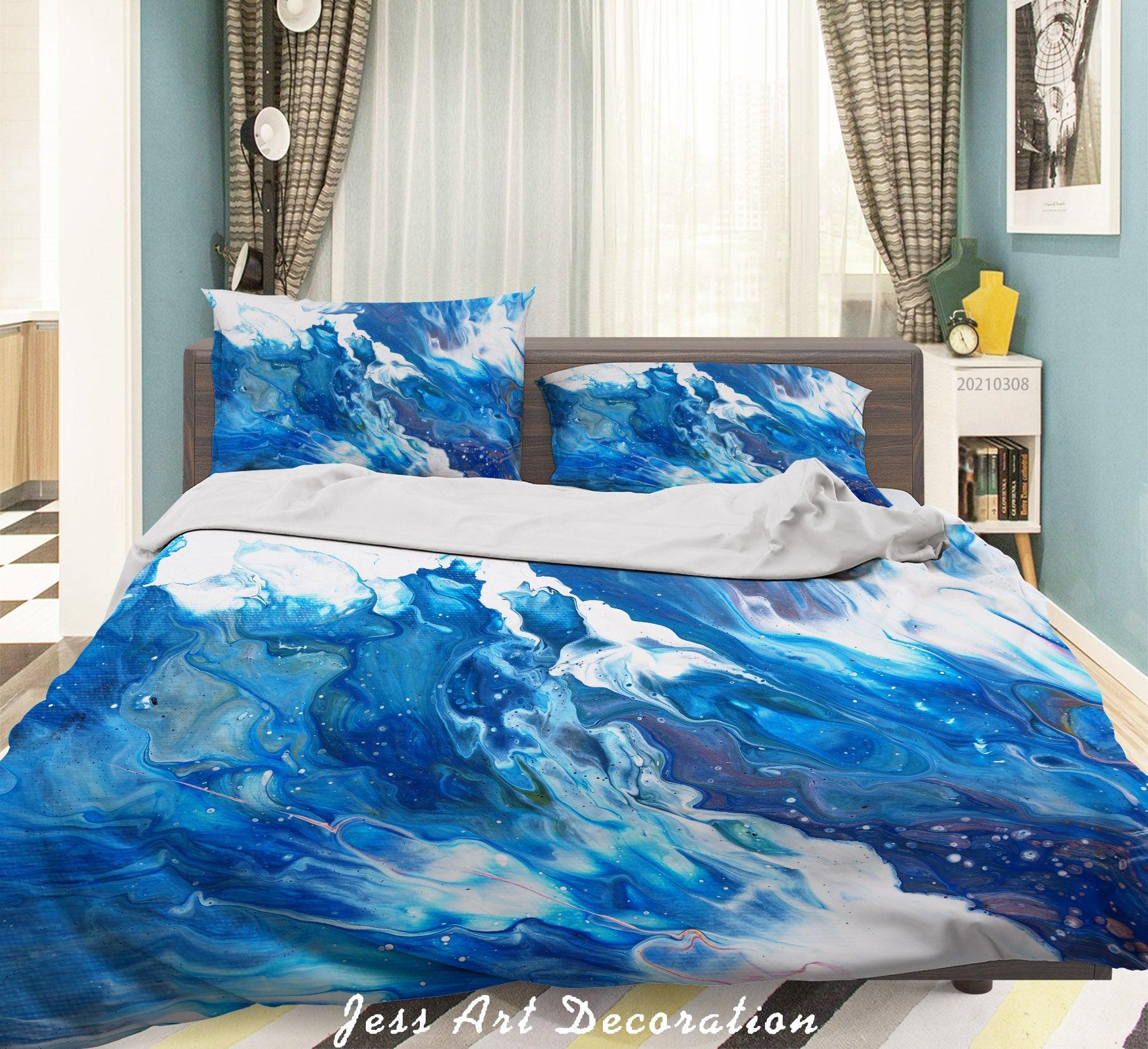 3D Abstract Blue Oil Painting Quilt Cover Set Bedding Set Duvet Cover Pillowcases 303- Jess Art Decoration