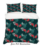 3D Tropical Greenery Red Floral Quilt Cover Set Bedding Set Pillowcases 238- Jess Art Decoration