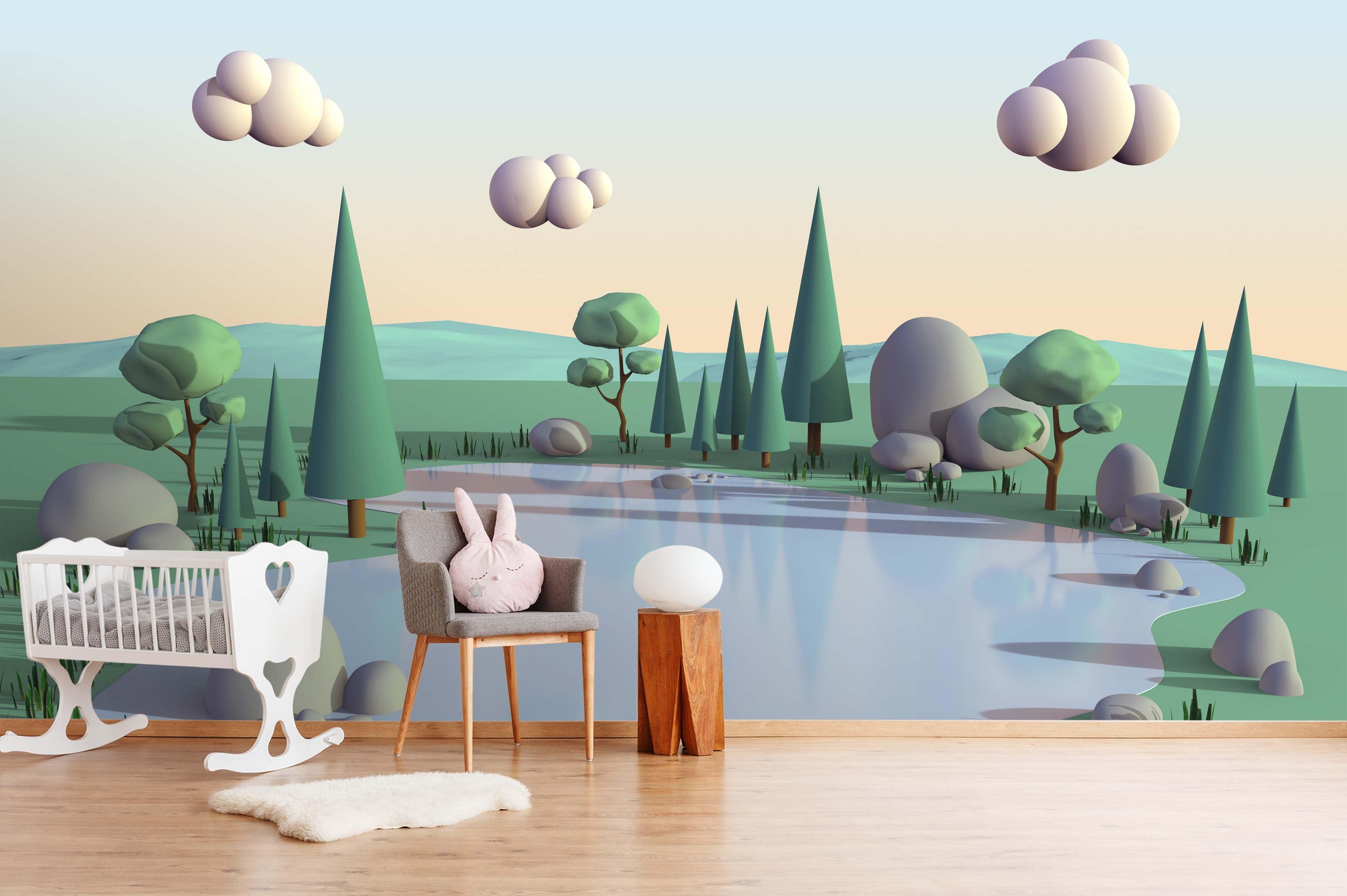 3D Abstract Grassland Lake Wall Mural Wallpaper 13- Jess Art Decoration