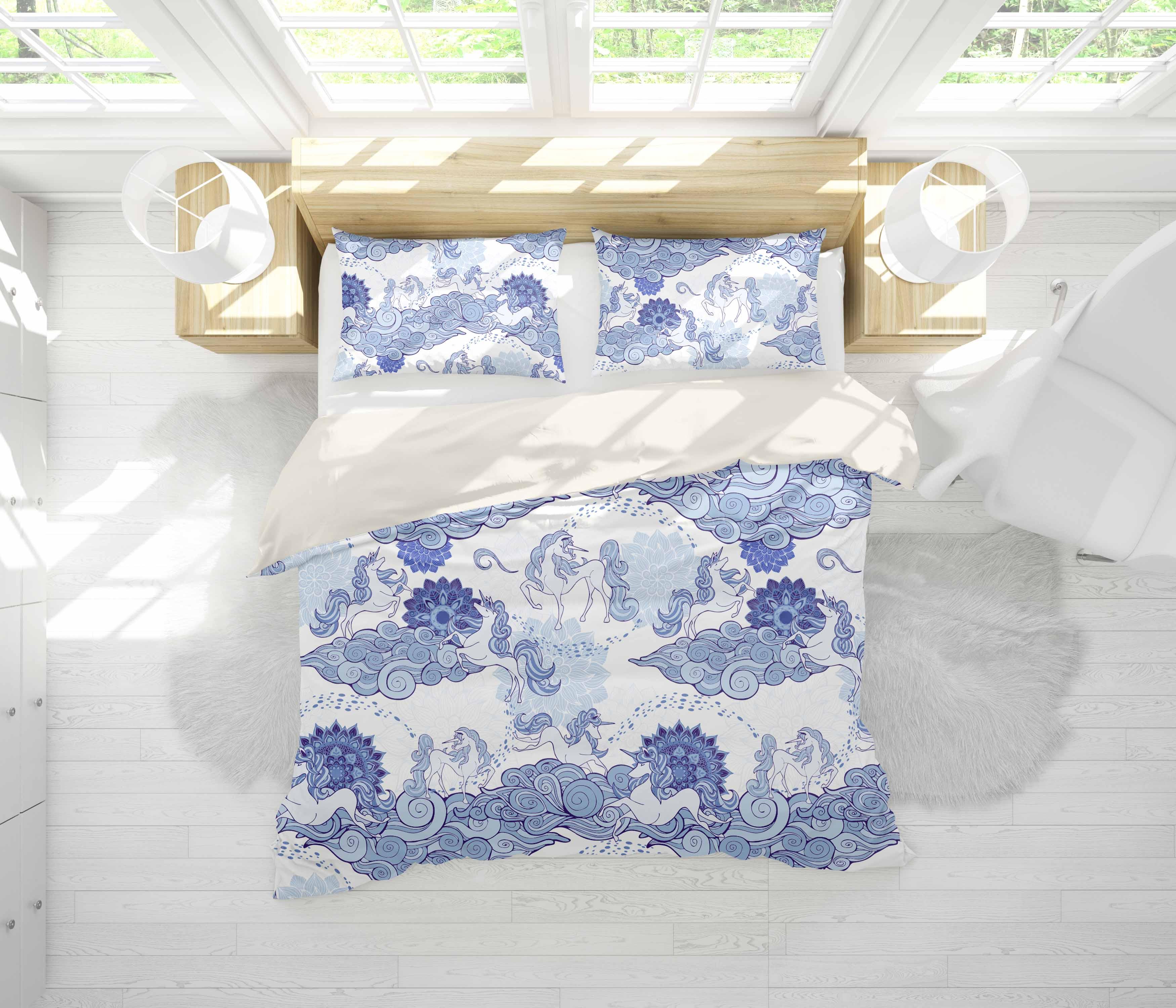 3D Blue Abstract Horse Clouds Quilt Cover Set Bedding Set Pillowcases 32- Jess Art Decoration