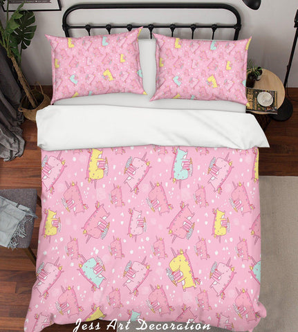 3D Pink Unicorn Rainbow Quilt Cover Set Bedding Set Pillowcases 05- Jess Art Decoration