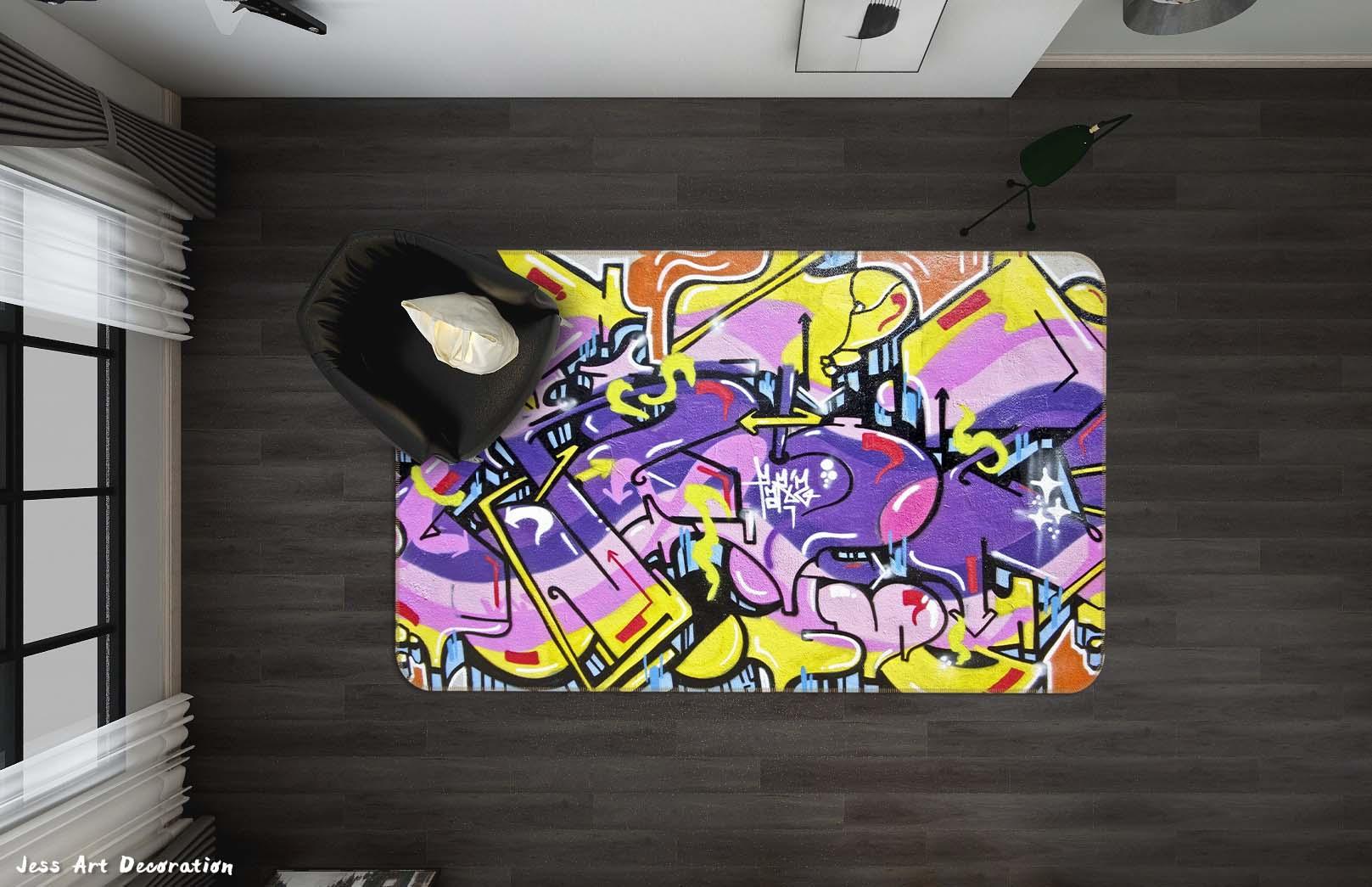 3D Abstract Color Graffiti Graffiti Non-Slip Rug Mat A655 LQH- Jess Art Decoration
