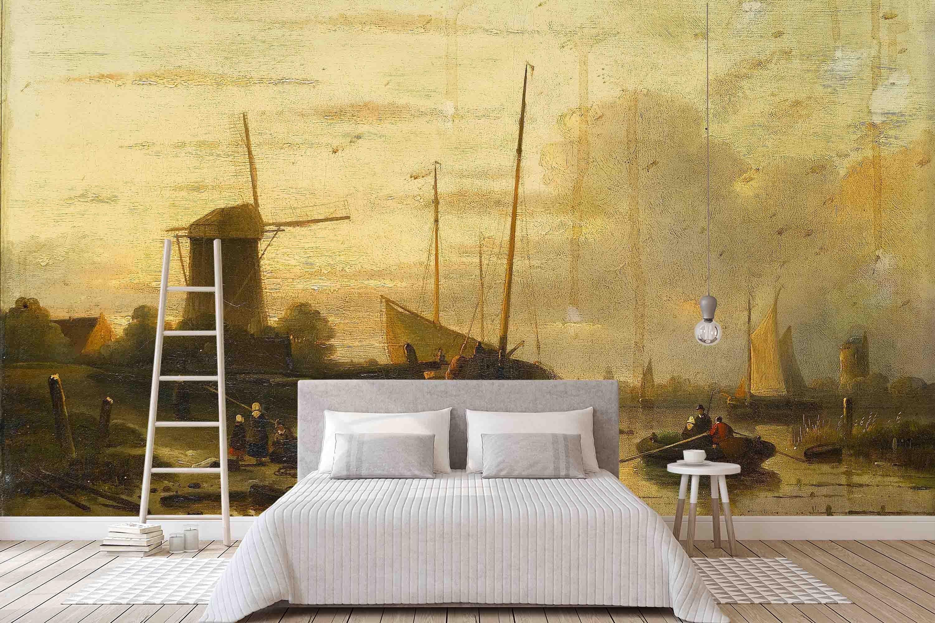 3D Boat Sky Landscape Oil Painting Wall Mural Wallpaper 4- Jess Art Decoration