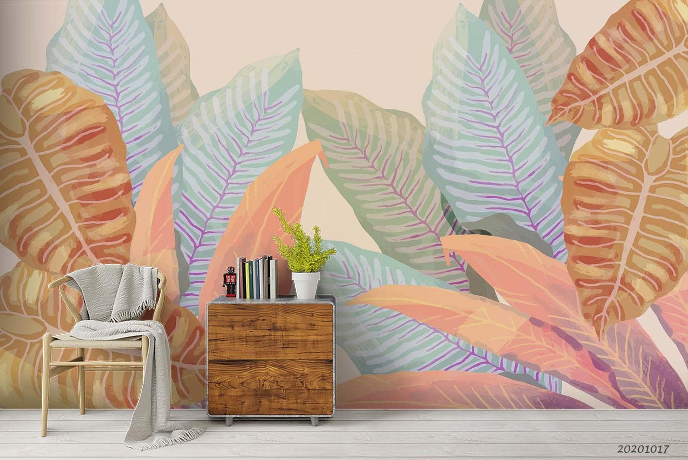 3D Vintage Floral Leaves Pattern Wall Mural Wallpaper WJ 6290- Jess Art Decoration