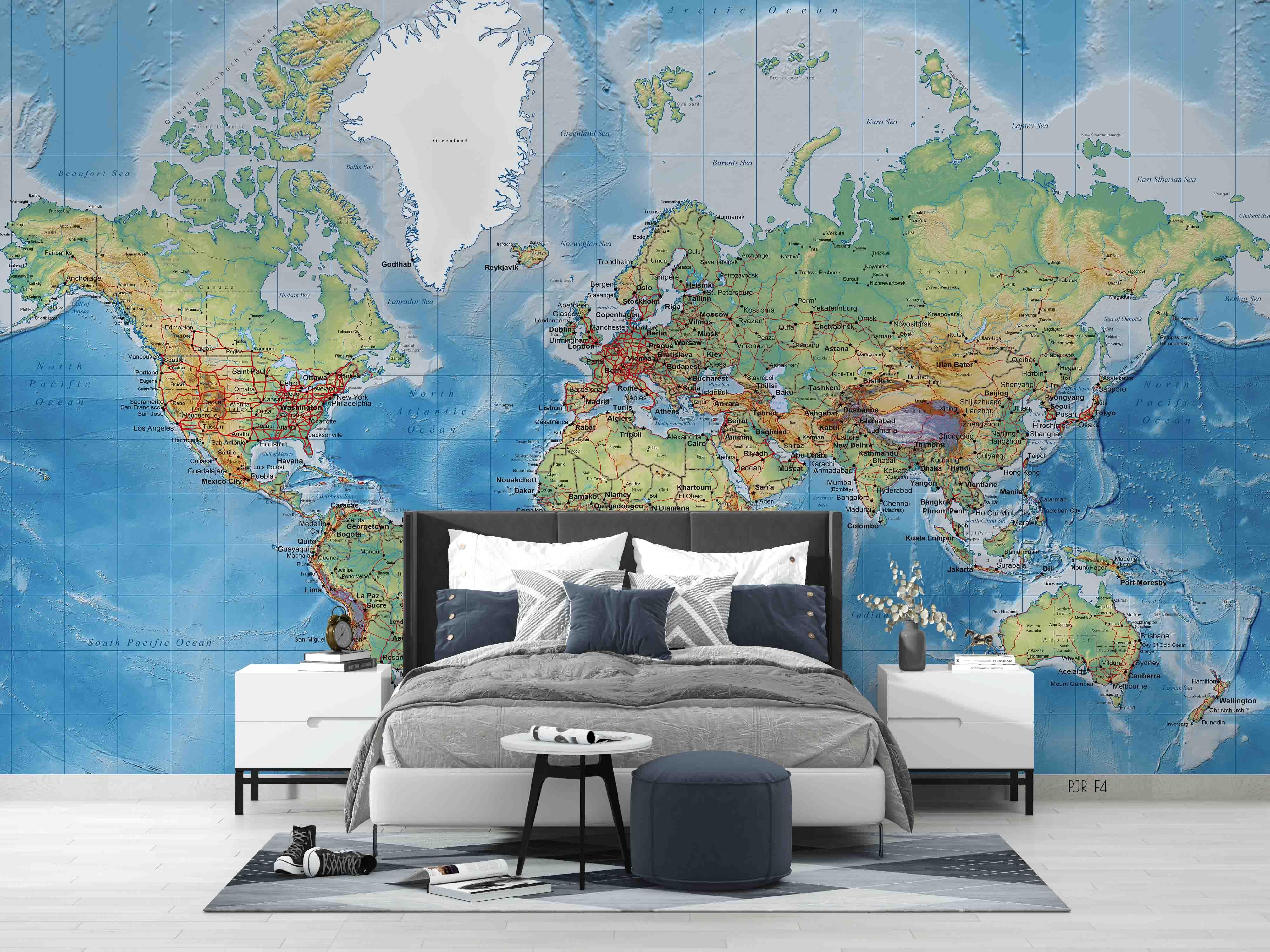 3D World Map Wall Mural Wallpaper WJ 5235- Jess Art Decoration