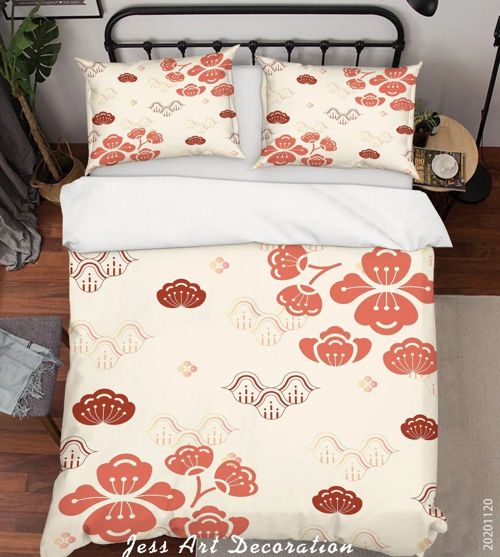3D Hand Drawn Red Floral Quilt Cover Set Bedding Set Duvet Cover Pillowcases LXL- Jess Art Decoration