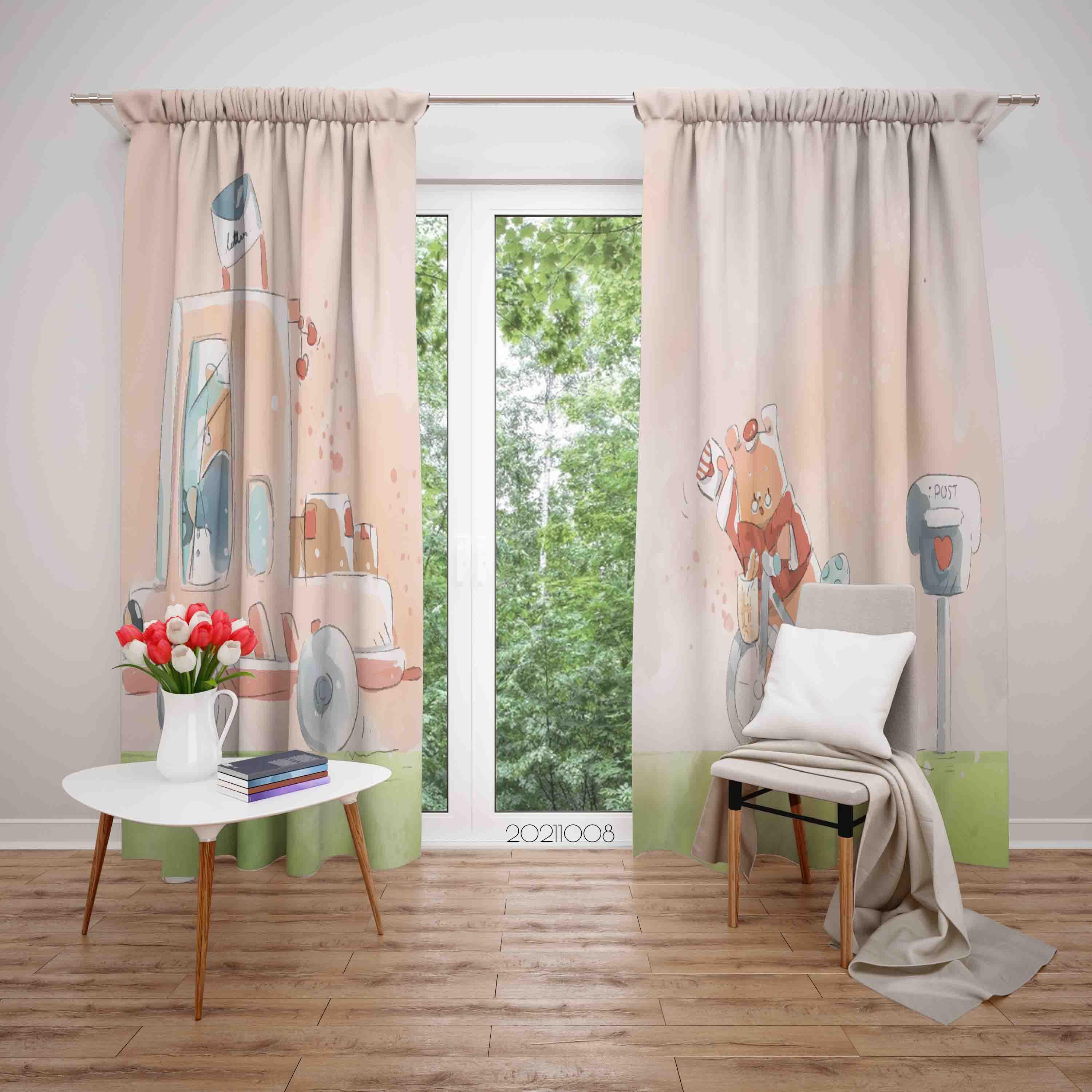 3D Cartoon Animal Car Pattern Curtains and Drapes LQH 16- Jess Art Decoration