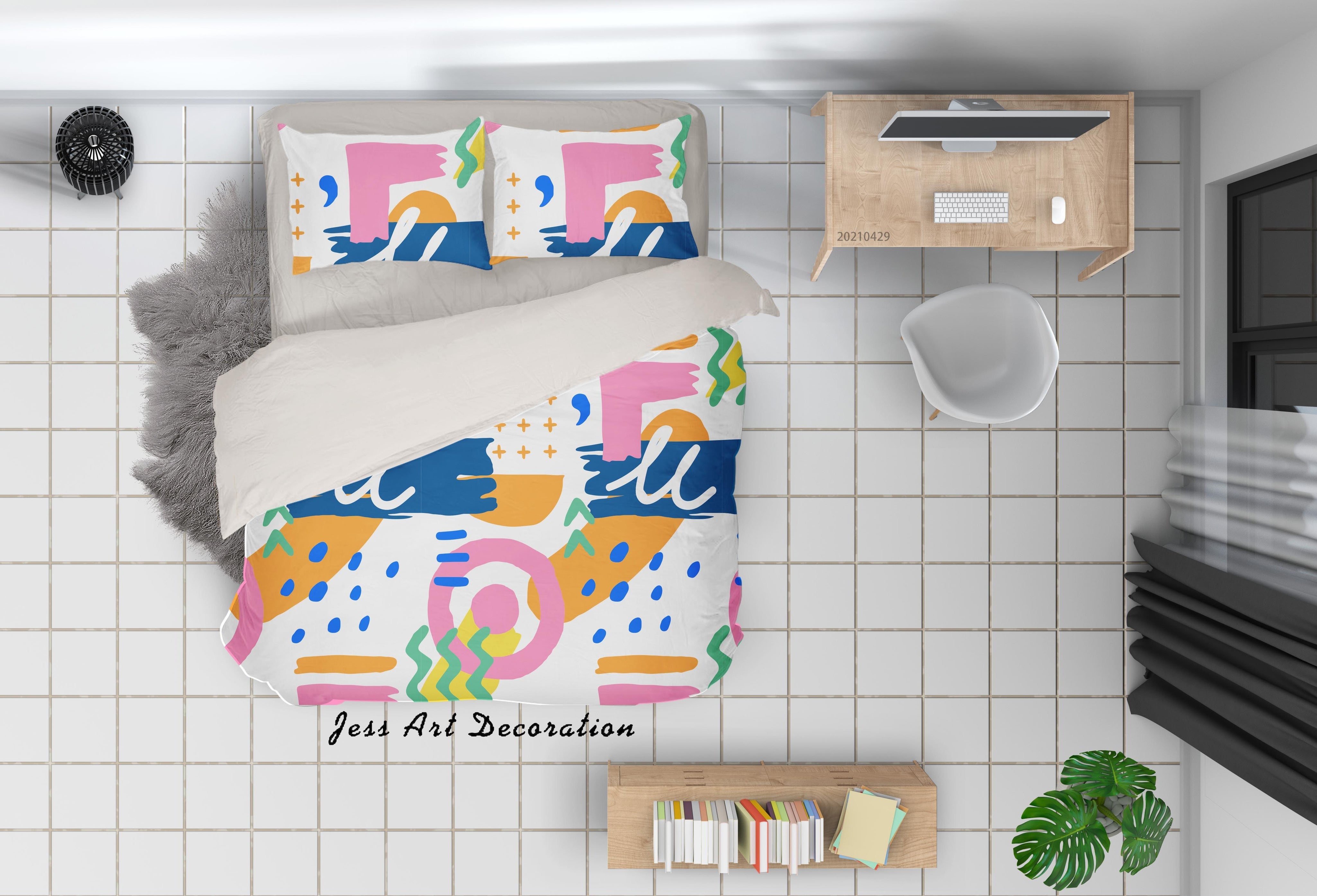 3D Abstract Color Pattern Quilt Cover Set Bedding Set Duvet Cover Pillowcases 1- Jess Art Decoration