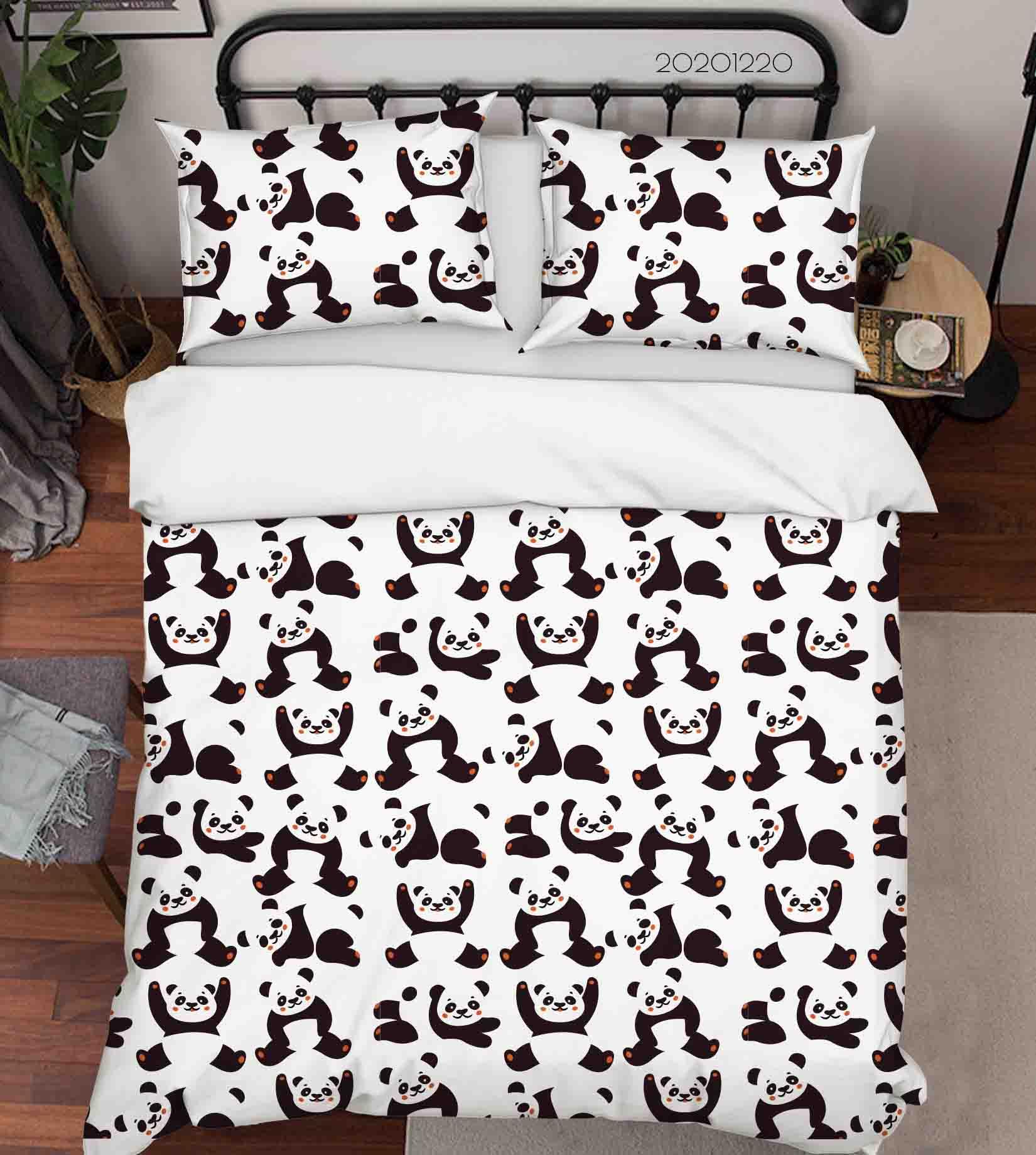 3D Hand Drawn Animal Panda Quilt Cover Set Bedding Set Duvet Cover Pillowcases 35- Jess Art Decoration