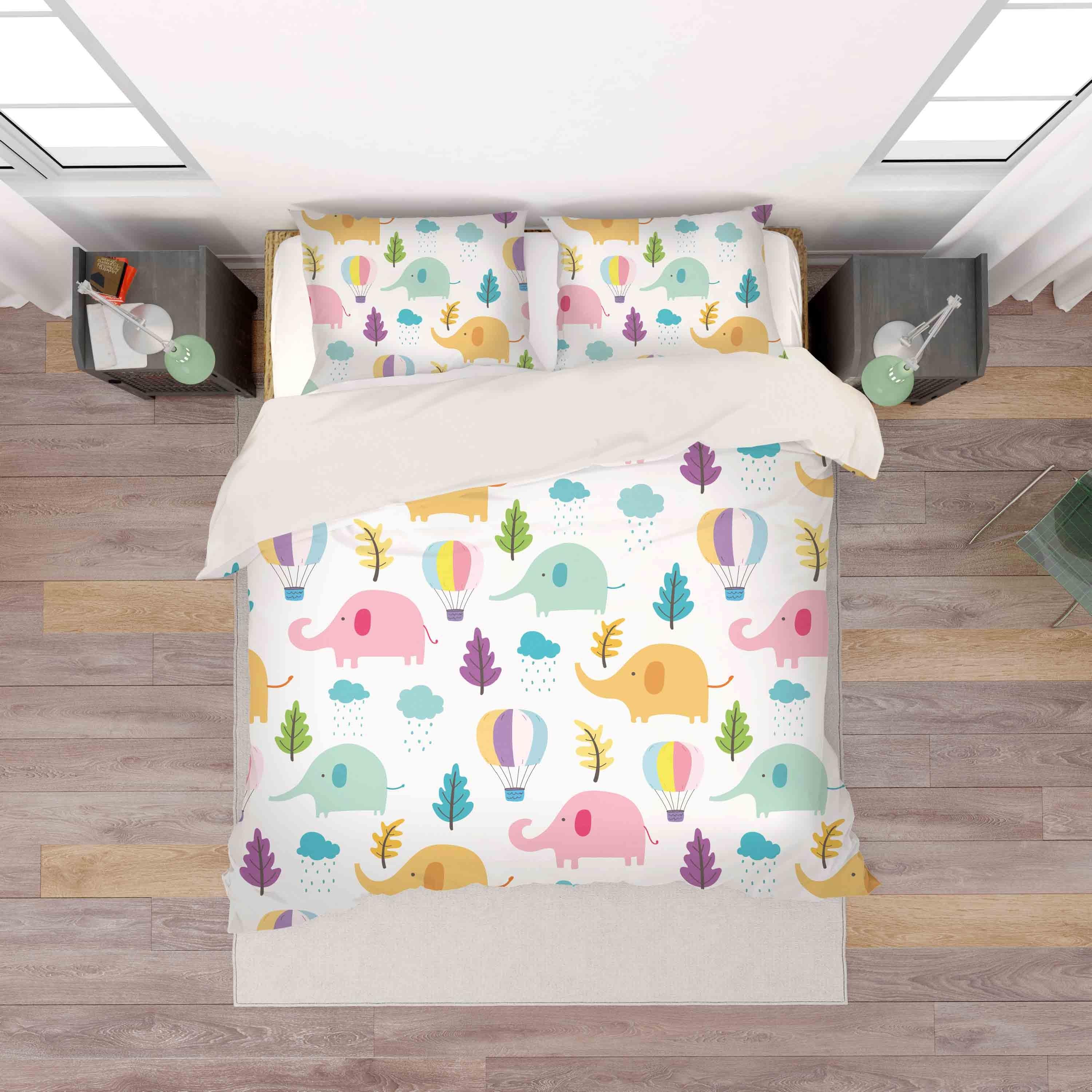 3D Cartoon Elephant Tree Quilt Cover Set Bedding Set Pillowcases 156- Jess Art Decoration
