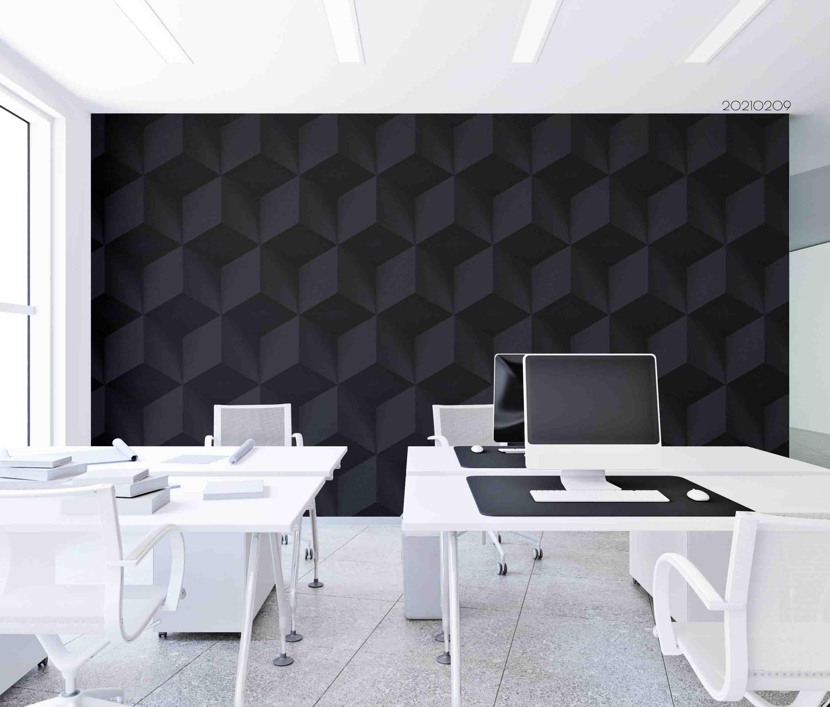 3D Minimalist Black Geometric Wall Mural Wallpaper LQH 129- Jess Art Decoration