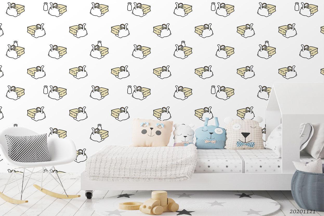 3D Cartoon Hand Drawn Abstract Cat Bag Wall Mural Wallpaper LXL- Jess Art Decoration
