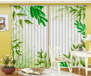 3D Watercolor Green Leaf Curtains and Drapes LQH 28- Jess Art Decoration