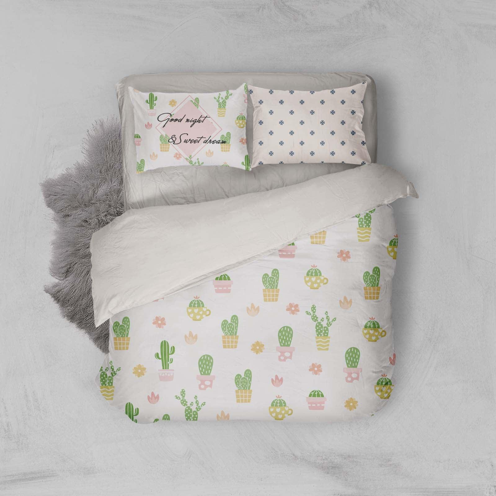 3D Green Cactus Quilt Cover Set Bedding Set Pillowcases 40- Jess Art Decoration
