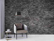 3D Dark Grey Brick dark grey brick texture wall mural wallpaper for living room