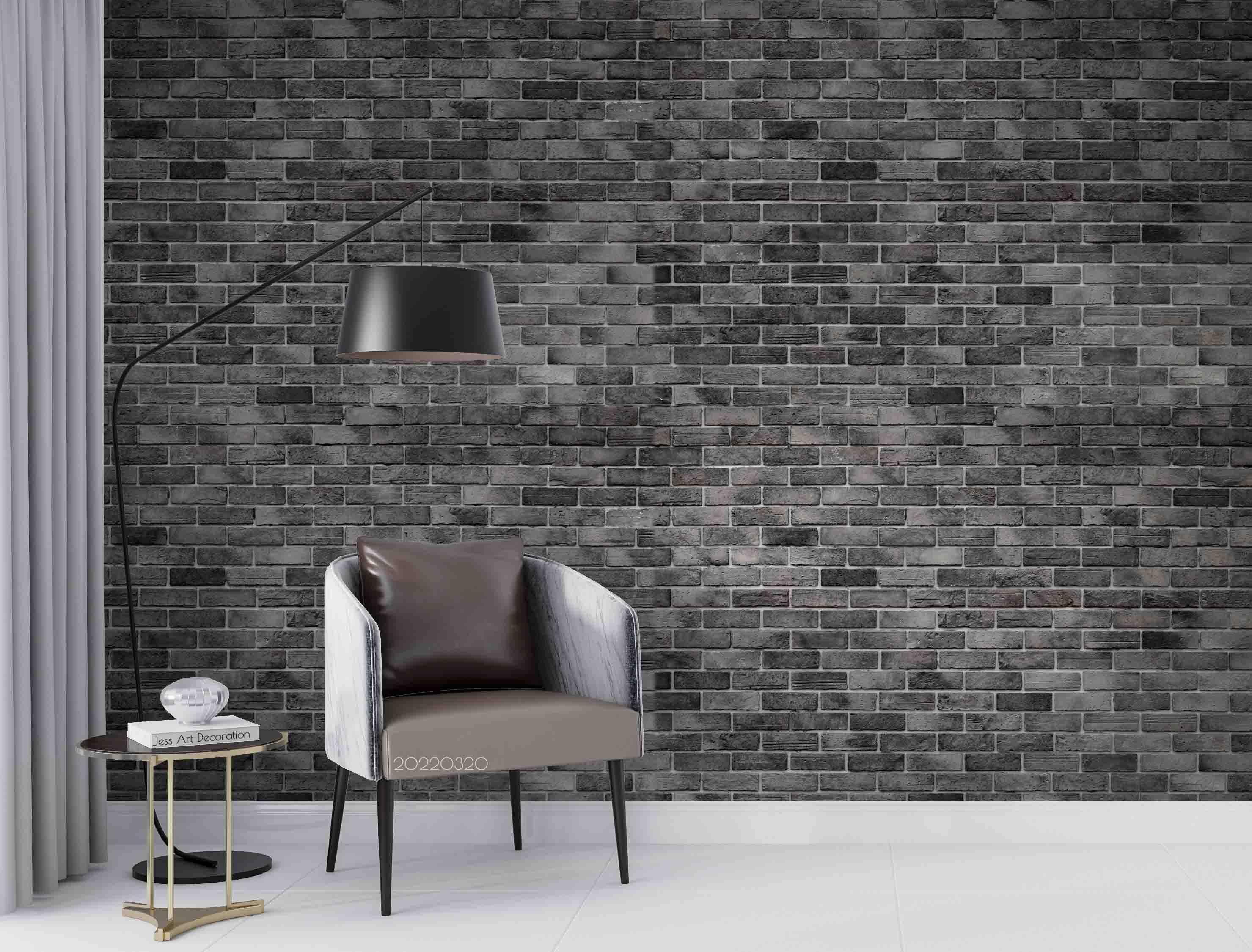 3D Dark Grey Brick dark grey brick texture wall mural wallpaper for living room