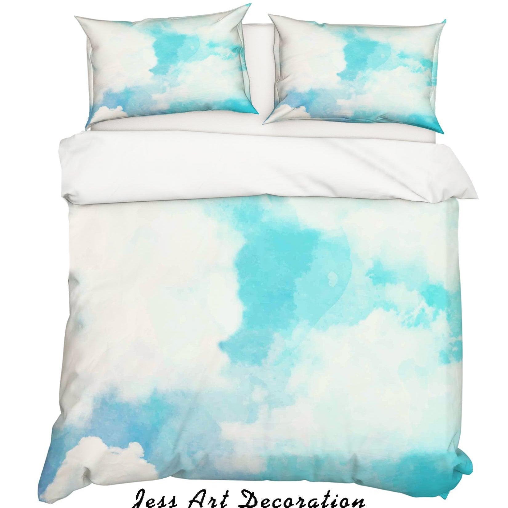 3D Watercolor Sky Clouds Quilt Cover Set Bedding Set Pillowcases 65- Jess Art Decoration