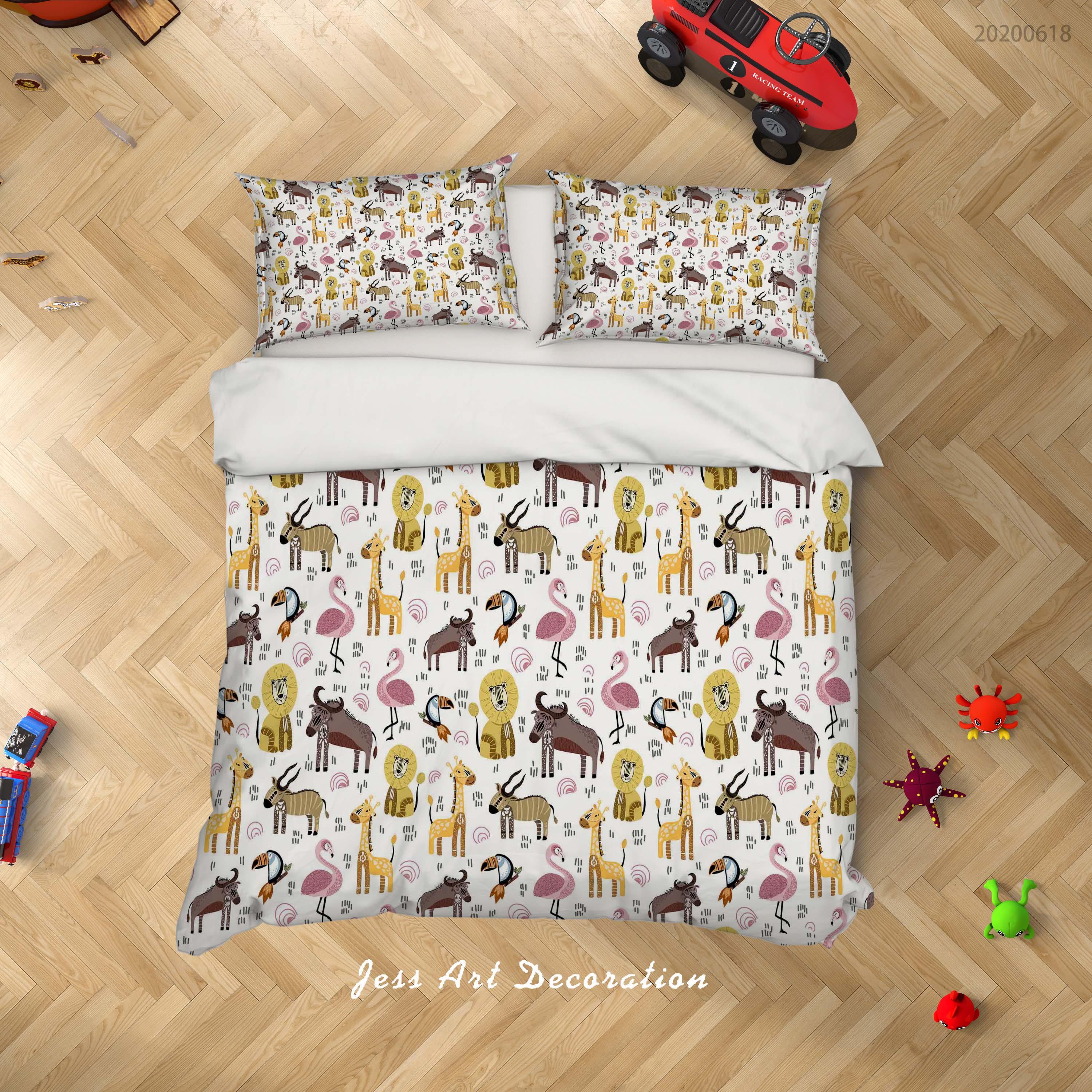 3D White Cartoon Animal Quilt Cover Set Bedding Set Duvet Cover Pillowcases SF76- Jess Art Decoration