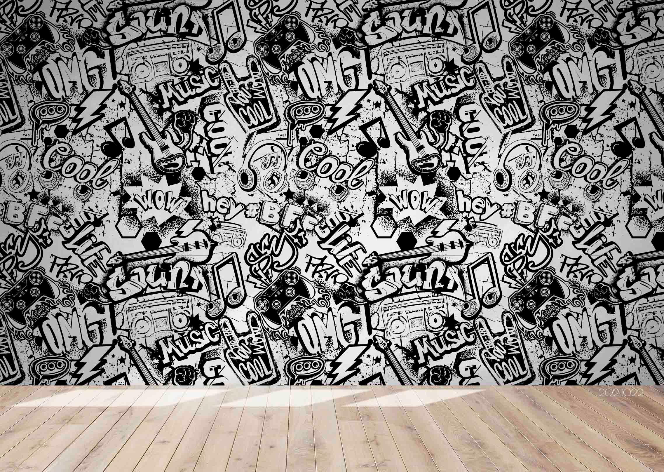 3D Cartoon Illustration Graffiti Wall Mural Wallpaper LQH 161- Jess Art Decoration