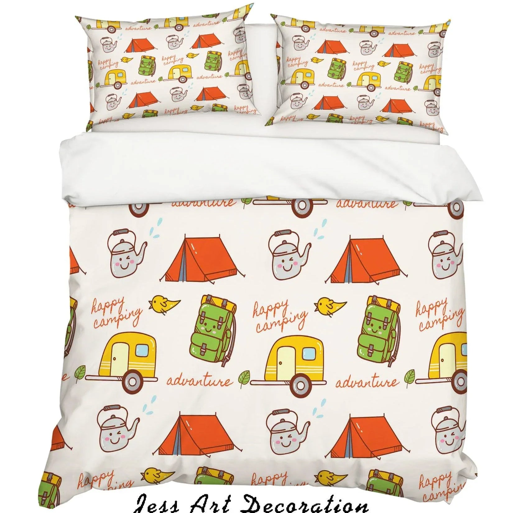 3D Cartoon Teapot Tent Schoolbag Quilt Cover Set Bedding Set Pillowcases 1- Jess Art Decoration