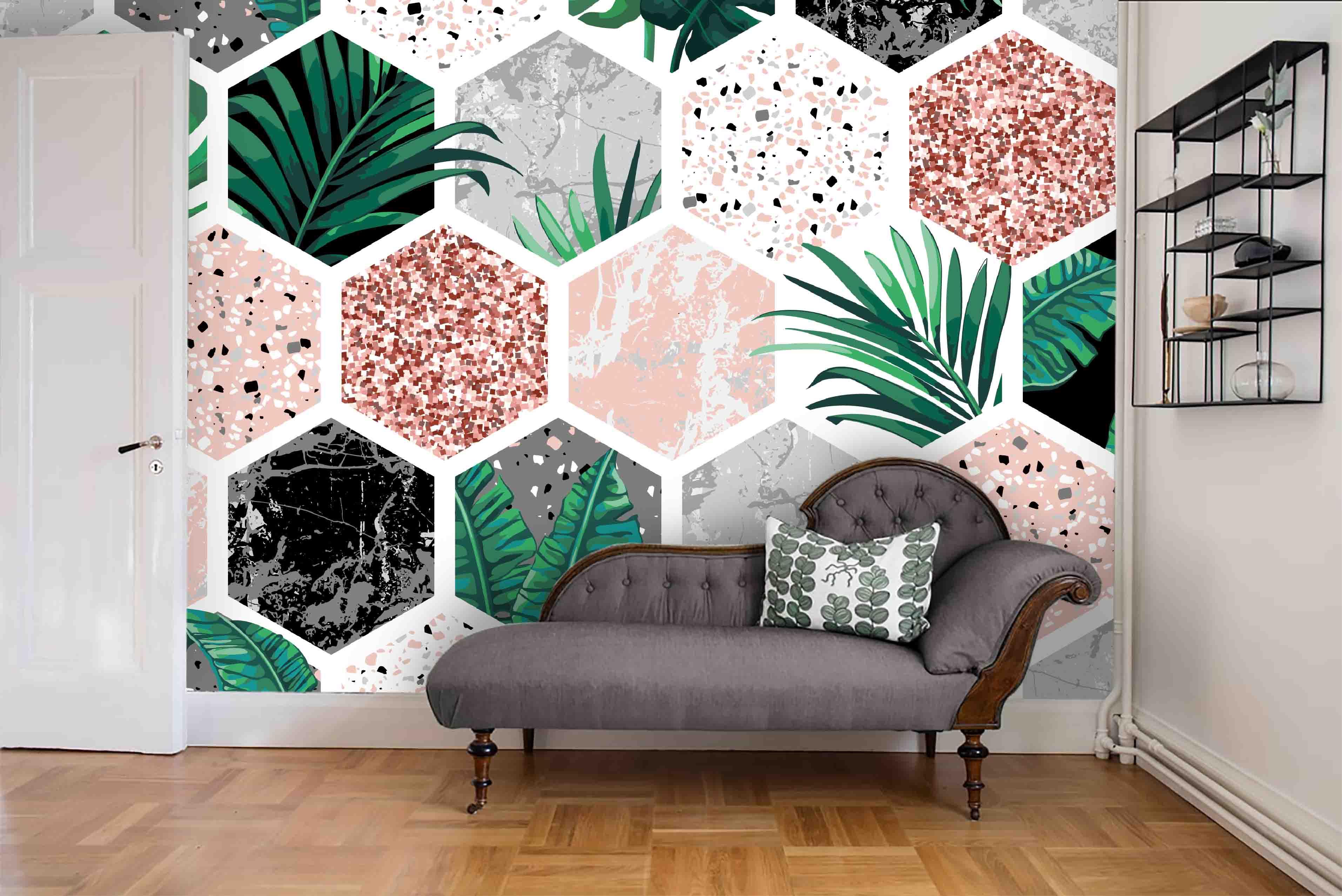 3D Modern Hexagon Leaves Wall Ship Mural Wallpaper 34- Jess Art Decoration