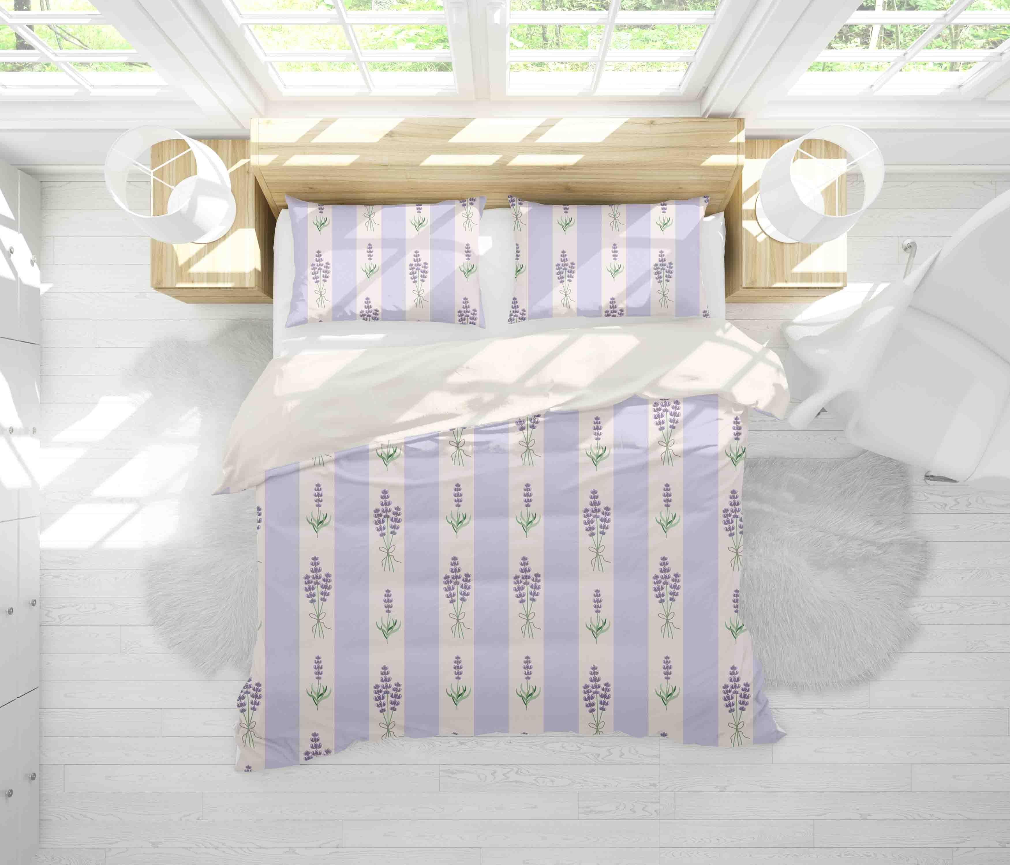 3D Hand Drawn Floral Plant Stripe Quilt Cover Set Bedding Set Duvet Cover Pillowcases LXL- Jess Art Decoration